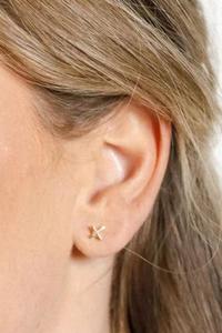 Jewellery: Home Lee Mini X Studs - Gold
