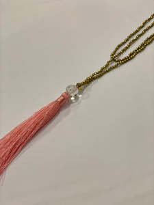 Tassel Necklace - Pink/Gold