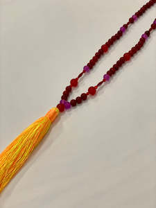 Tassel Necklace - Orange/Red/Pink
