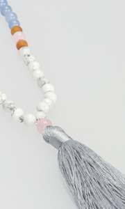 Jewellery: Tassel Necklace - Gold/Cream/Turquoise