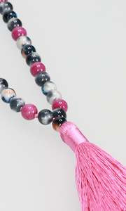 Jewellery: Tassel Necklace - Red/Purple
