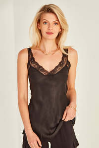 Lemon Tree Lacey Singlet - Black