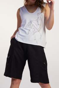 Singlets: Paula Ryan Scoop V Bling Singlet - White