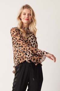 Lemon Tree Danika Blouse And Singlet Ginger Leopard