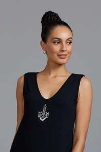 Paula Ryan Modal Chandelier Singlet - Navy/Silver