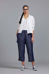 Paula Ryan Relaxed Range: Paula Ryan Washer Linen Casual Pant - Navy