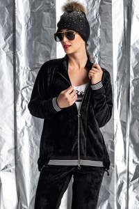 Velour Rib Trimmed Jacket