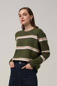 Sale Hoodies Sweaters: Madly Sweetly Compass Stripe Sweater - Grass