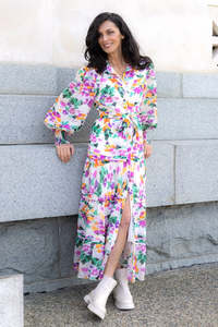 The Bay: The Bay Amaranth Shirt Dress Print Lyocell Linen