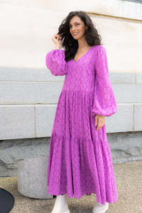 The Bay: The Bay Bourganvilla Dress Embriodered Magenta Cotton