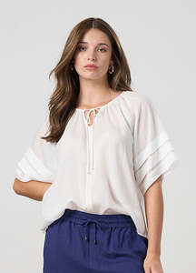 Madly Sweetly: Madly Sweetly Parallel Top - White