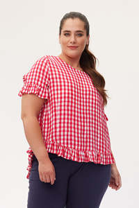 Nothing Over 59: Lemon Tree Madelaine Top Cerise Check