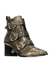 Hey Monday Ava Boot Black/Gold Snakeskin