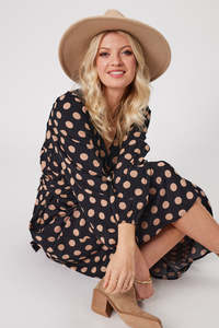 Lemon Tree Sale: Lemon Tree Sabrina Dress Latte Polkadot