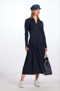 Paula Ryan Sale: Paula Ryan Zip Front Drawcord Dress - Navy