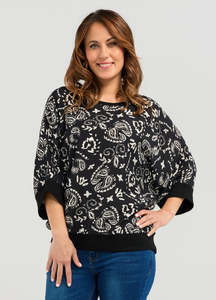 Seduce Sale: Seduce Florence Top- White Paisley