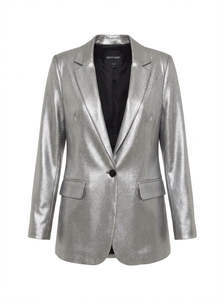 Denny Rose Silver Metallic Blazer