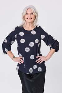 Knitwear: Lemon Tree Annette Top Black Dot