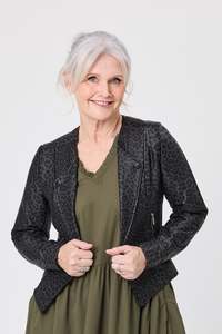 Lemon Tree: Lemon Tree Mika Jacket Grey Leopard