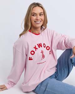 Hoodies Sweaters: Foxwood Effortless Contrast Crew - Pale Pink
