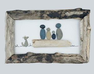Products: Family of Four & a Dog Pebble Art ShipShapeNelson