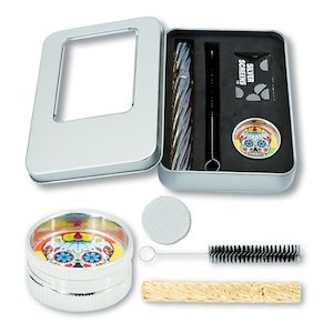 Metal Smoking Pipes: Dokha Pipe Set with Grinder and Mesh