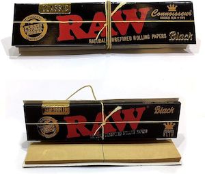 Smoking Supplies: RAW CLASSIC BLACK Connoisseur King Size Slim Papers + Tips