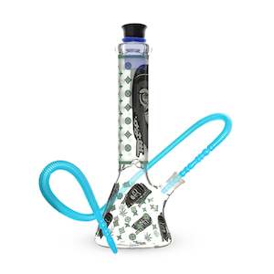 Waterpipe Filters: Glowing In Dark Angry Beaker Base Glass Waterpipe 32cm