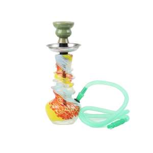 Trending Shisha Pipe: ST5 Coloured Twister Triple Round Base Glass Waterpipe 20.3cm