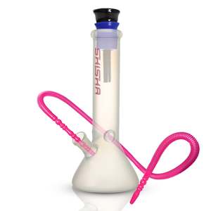 Glowing In Dark Glass Waterpipe With Ice Catcher 25cm