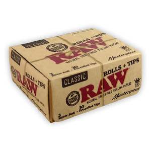 Rolling Papers With Tips: RAW Classic Masterpiece King Size Roll and Tips