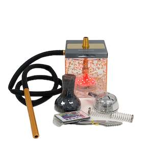 Best Selling: Square Acrylic Shisha Hookah Set with LED Light 1xHose Combo Kit