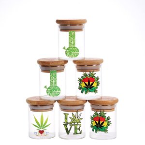 Dokha Glass Storage Jar with Wood Lid 6.8cm