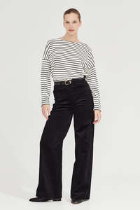 Staples: The Olsen Tee in Black/Ivory Stripe