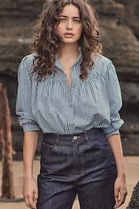 The Miller Blouse in Emerald Gingham