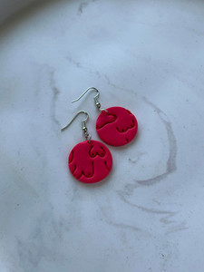 Products: Round hanging boobie print earrings Shockingpink