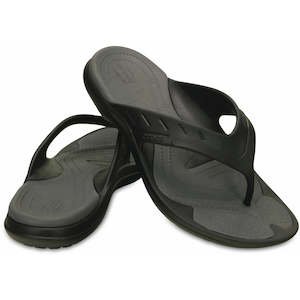 Men Slides Jandals: - Crocs Mens (JANDALS) Modi Sport Flip Relaxed Fit Black / Graphite - (202636-02S) - L16