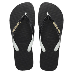 Men Slides Jandals: .Havaianas Top Rubber Flip Flops Black / White / Cream - CRM - F