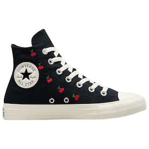 .Converse Chuck Taylor Womens Cherry On HI Top - BLACK/ EGRET /RED (A08142) - CRY - R1L5