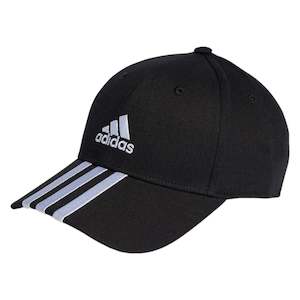 Adidas Caps: .ADIDAS 3-STRIPES COTTON TWILL BASEBALL CAP - Black/White- (IB3242) - F