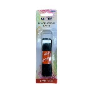 Kniter Brand Durable Black Round Shoe Laces 75cm (1 Pair) - F