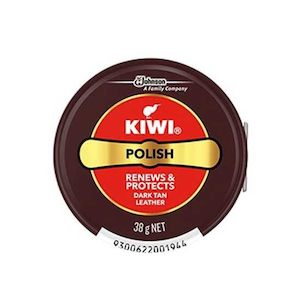 Shoe Care: - Kiwi Brand Wax Polish - Dark Tan - 38g