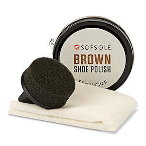 .Sof Sole BROWN Shoe Shine Kit Polish with Sponge Applicator and Shine Cloth 43g - F