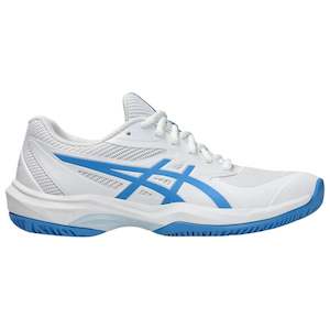 .ASICS WOMEN GEL GAME 9 NETBALL SHOES - WHITE/BLUE - (1042A281-100) - G56 - R2L12