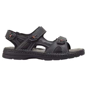 Mens: .Hush Puppies Simmer Black Leather Sandal (146477) - SMR - F