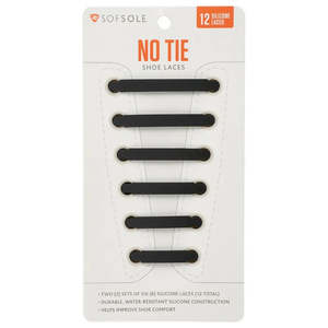 - Sof Sole NO TIE Silicone Stretch Laces Laces BLACK AND WHITE OPTIONS AVAILABLE
