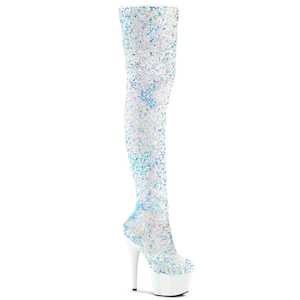 Pole Dance Boots: ADORE-3020 White Multi Sequins/White