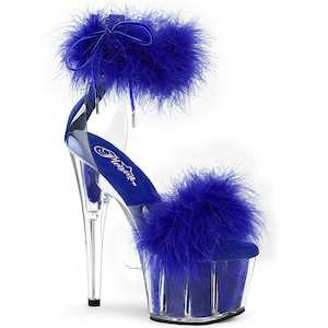 Pole Dance Heels: ADORE-724F Clear-Royal Blue Fur/M