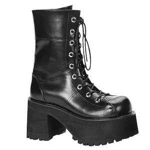 Festival Rave Footwear: RANGER-301 Black Vegan Leather