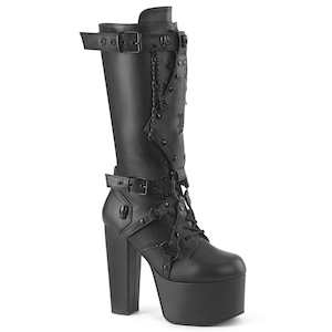 Alternative Knee High Boots: TORMENT-218 Black Vegan Leather